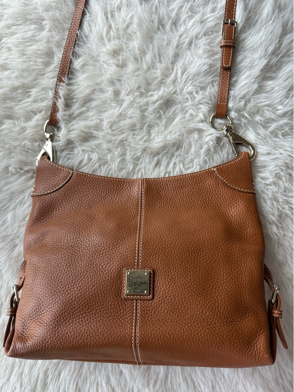 Dooney & Bourke Cognac Pebble Leather Shoulder crossbody Bag